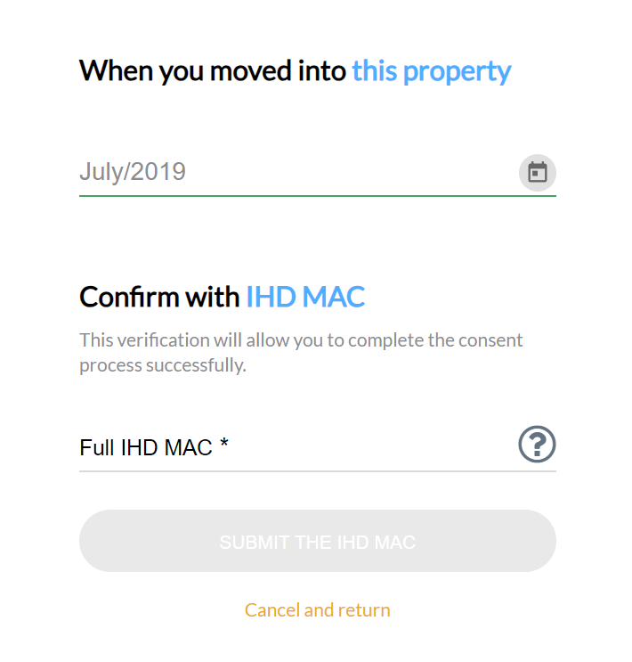 n3rgy Sign-up Confirm IHD MAC ID
